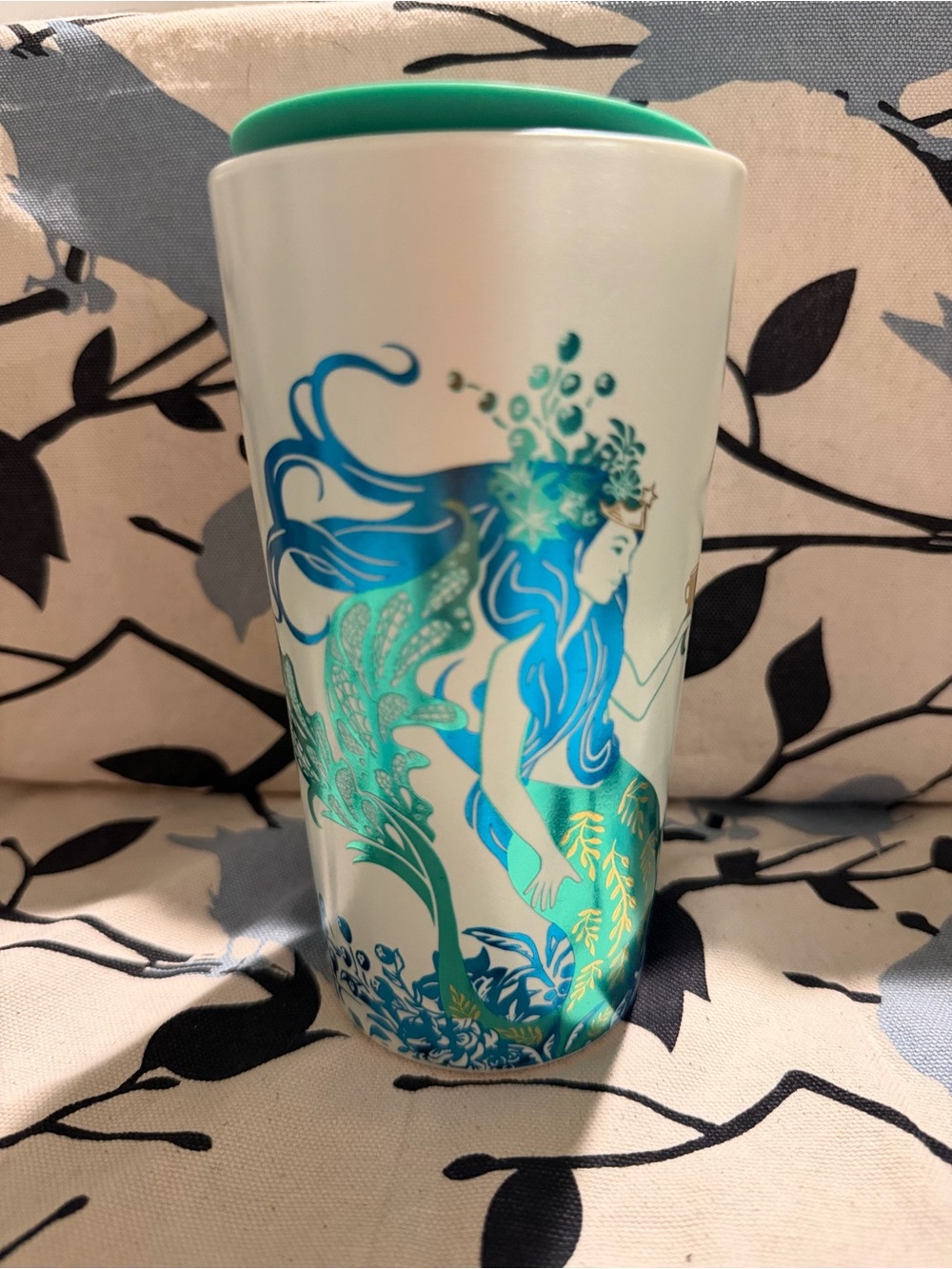 Starbucks Mermaid Ceramic Travel Mug - Teal & Blue